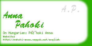 anna pahoki business card